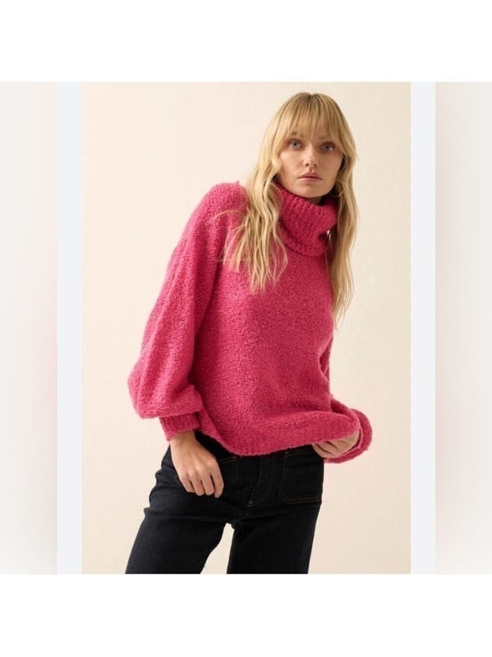 Women’s John David Vintage Pink knit Lightweight Turtleneck Sweater Size Medium
